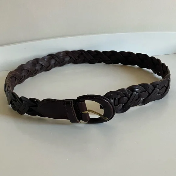 Coach Braided Leather Belt in Dark Brown Size Medium - Picture 2 of 6